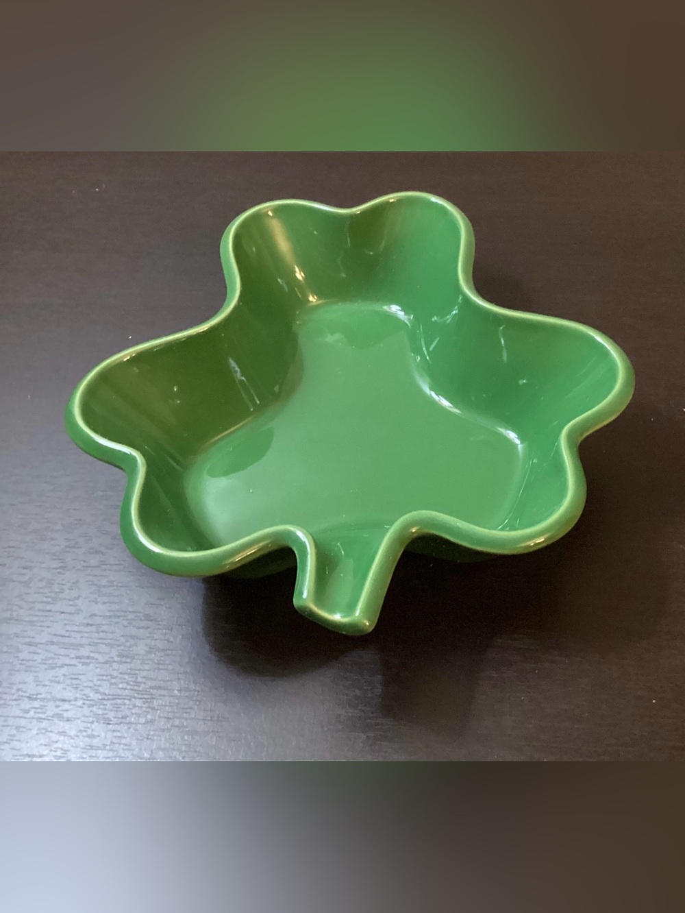 Chantal Green Shamrock Clover Ceramic Dish Irish Decor Clover Serving Dish